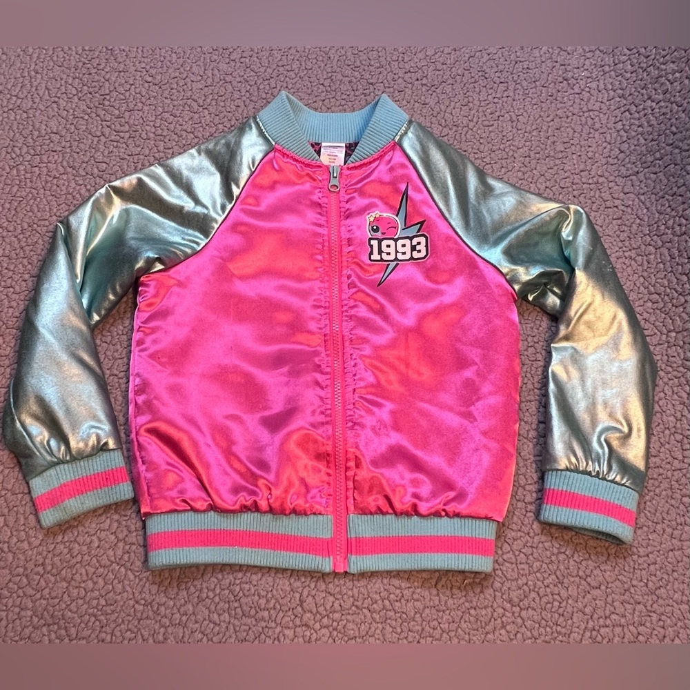 L.O.L 1993 Pink And Blue Zip Up Bomber Jacket Little Girls Size Small 6X